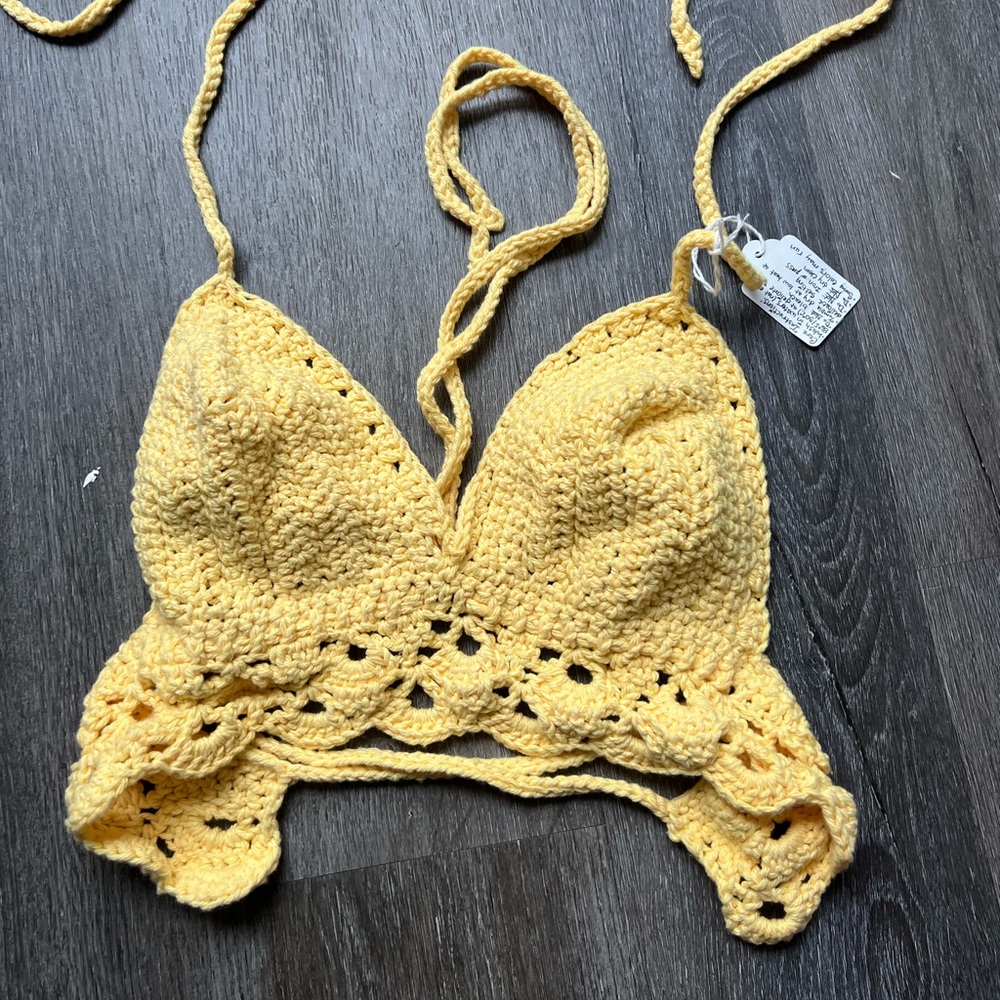 NEW handmade crochet yellow crop top